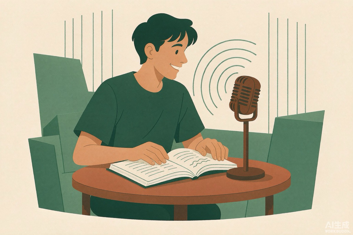 Reading a story aloud with a microphone